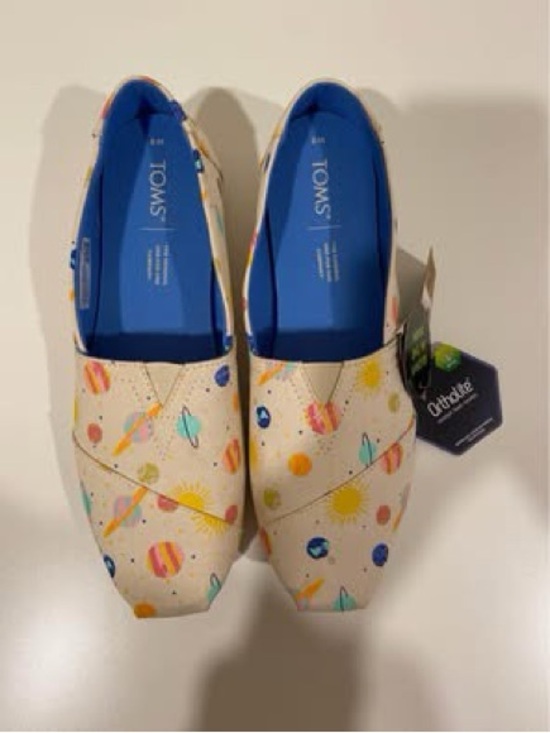 Toms Shoes - TOMS Kids Planet Print Slip-On Shoes - Cream with Blue Insole